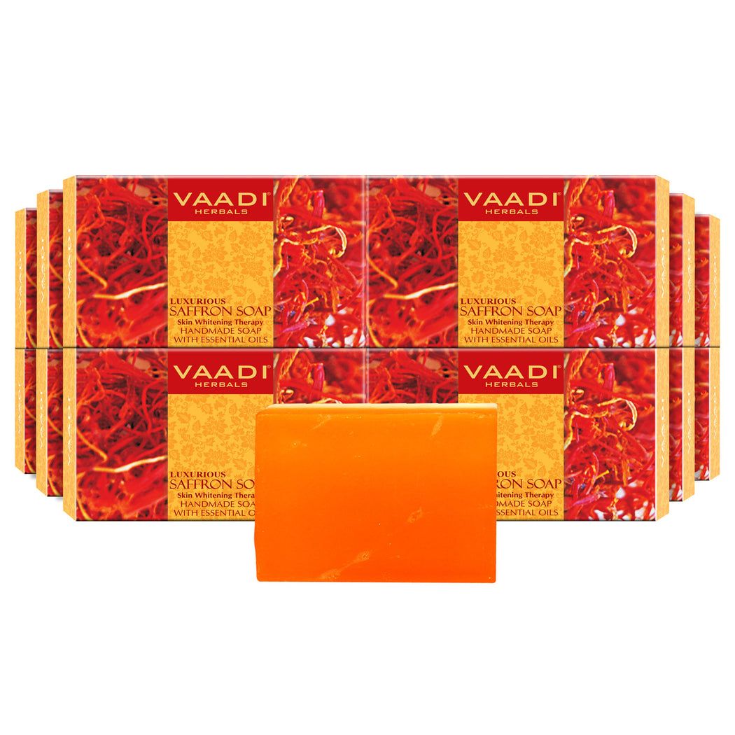 Luxurious Organic Saffron Soap - Skin Whitening Therapy - Evens Skin Tone - Lightens Marks (12 x 75 gms / 2.7 oz)