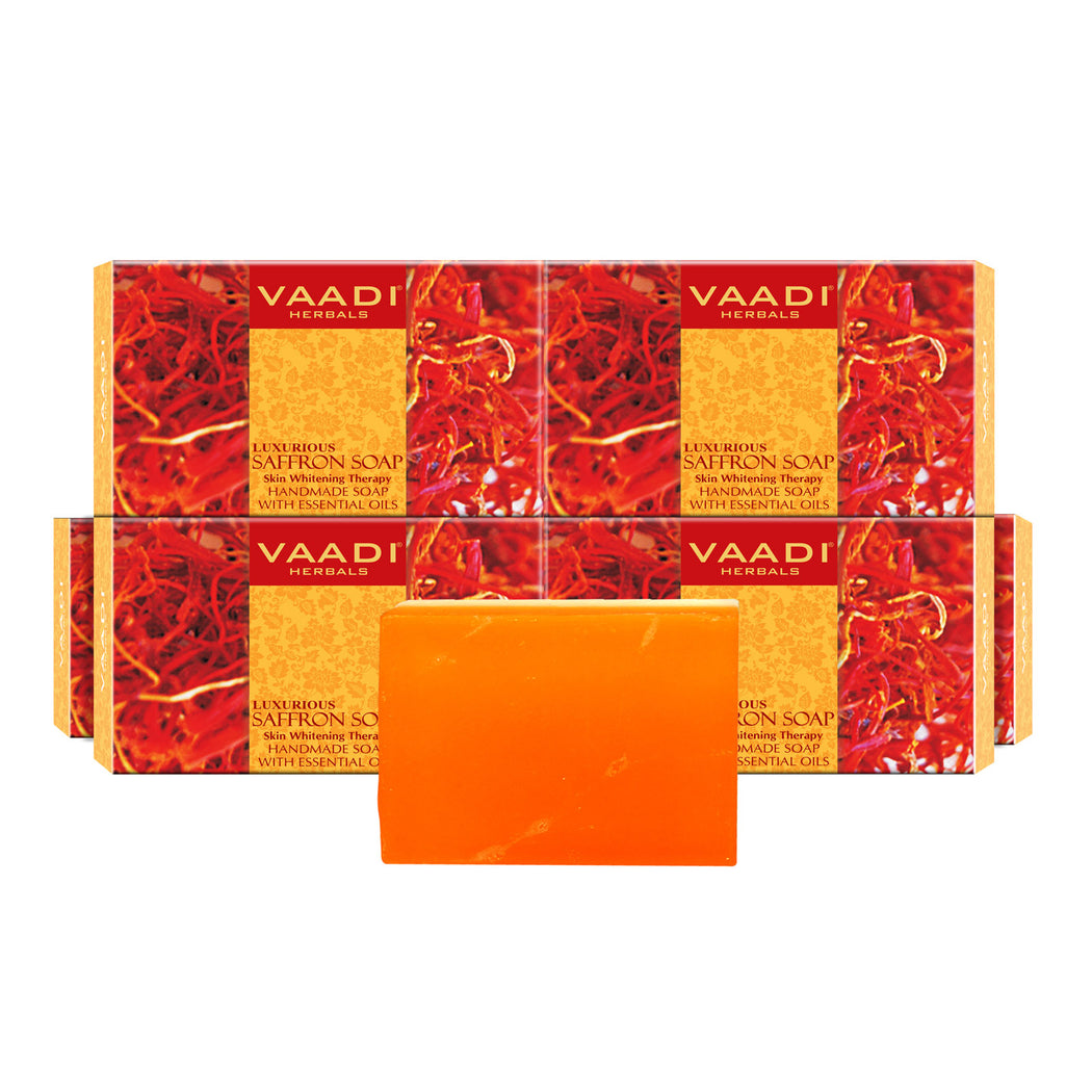 Luxurious Organic Saffron Soap - Skin Whitening Therapy - Evens Skin Tone - Lightens Marks ( 6 x 75 gms / 2.7 oz)