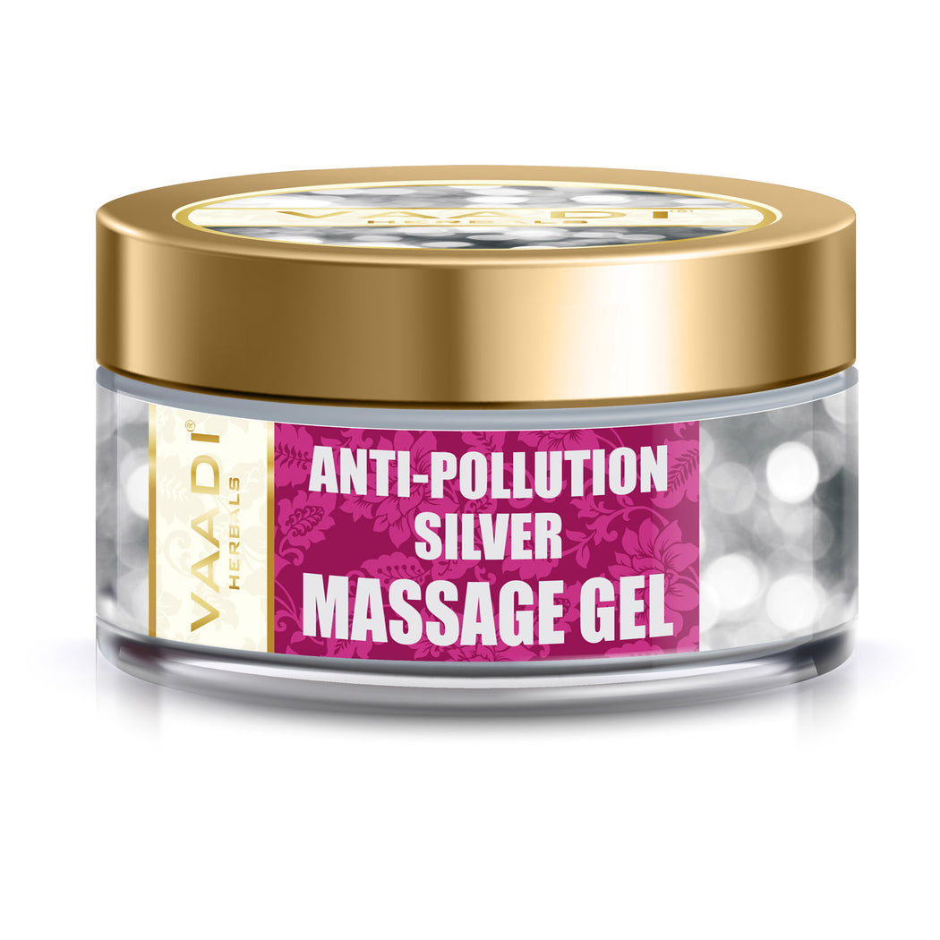 Organic Silver Massage Gel with Pure Silver Dust & Sandalwood Oil - Deep Cleanses Skin - Keeps Skin Soft (50 gms/ 2oz)