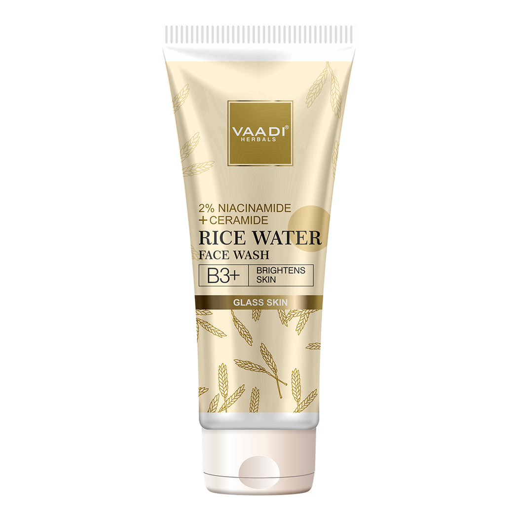 2% Niacinamide + Ceramide Rice Water Face Wash | B3+ | Brightens Skin|Glass Skin Look| Hydrating (60 ml)