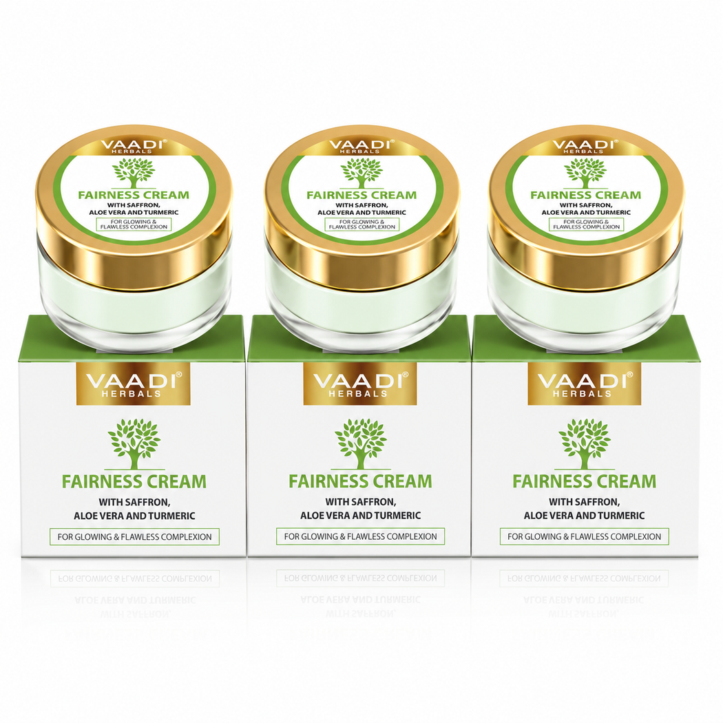 Organic Fairness Cream with Saffron, Aloe Vera & Turmeric Extract - Lightens Marks & Blemishes - Makes Skin Flawless ( 3 x 30 gms / 1.1 oz)