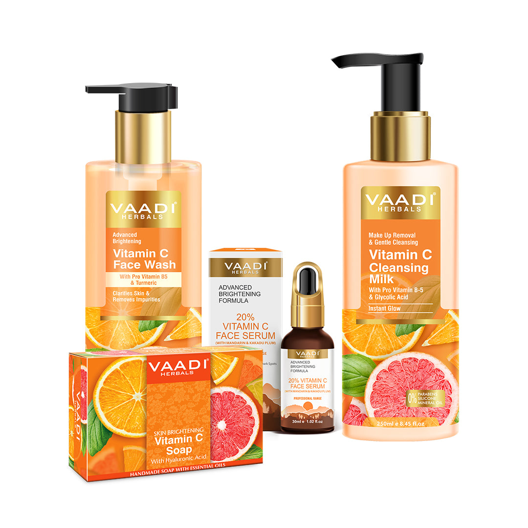 Vitamin C Intense Glow 4 Pcs Skin Care Set (Cleansing Milk, Face Wash, Toner, Serum & Soap)