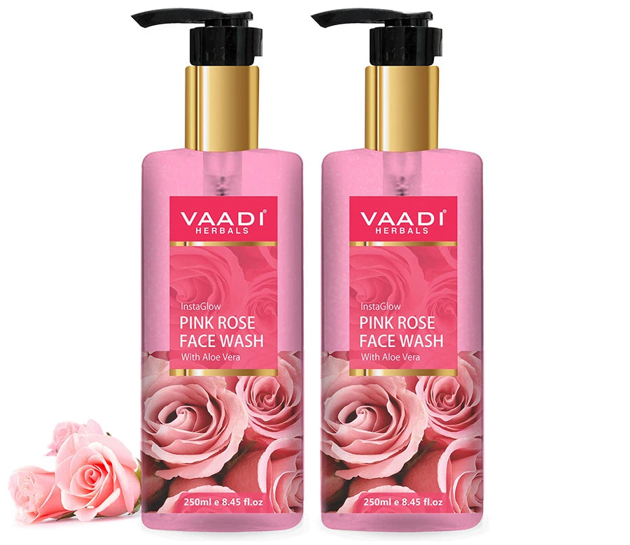 Pack of 2 Insta Glow Pink Rose Face wash with Aloe vera extract ( 2 x 250 ml)