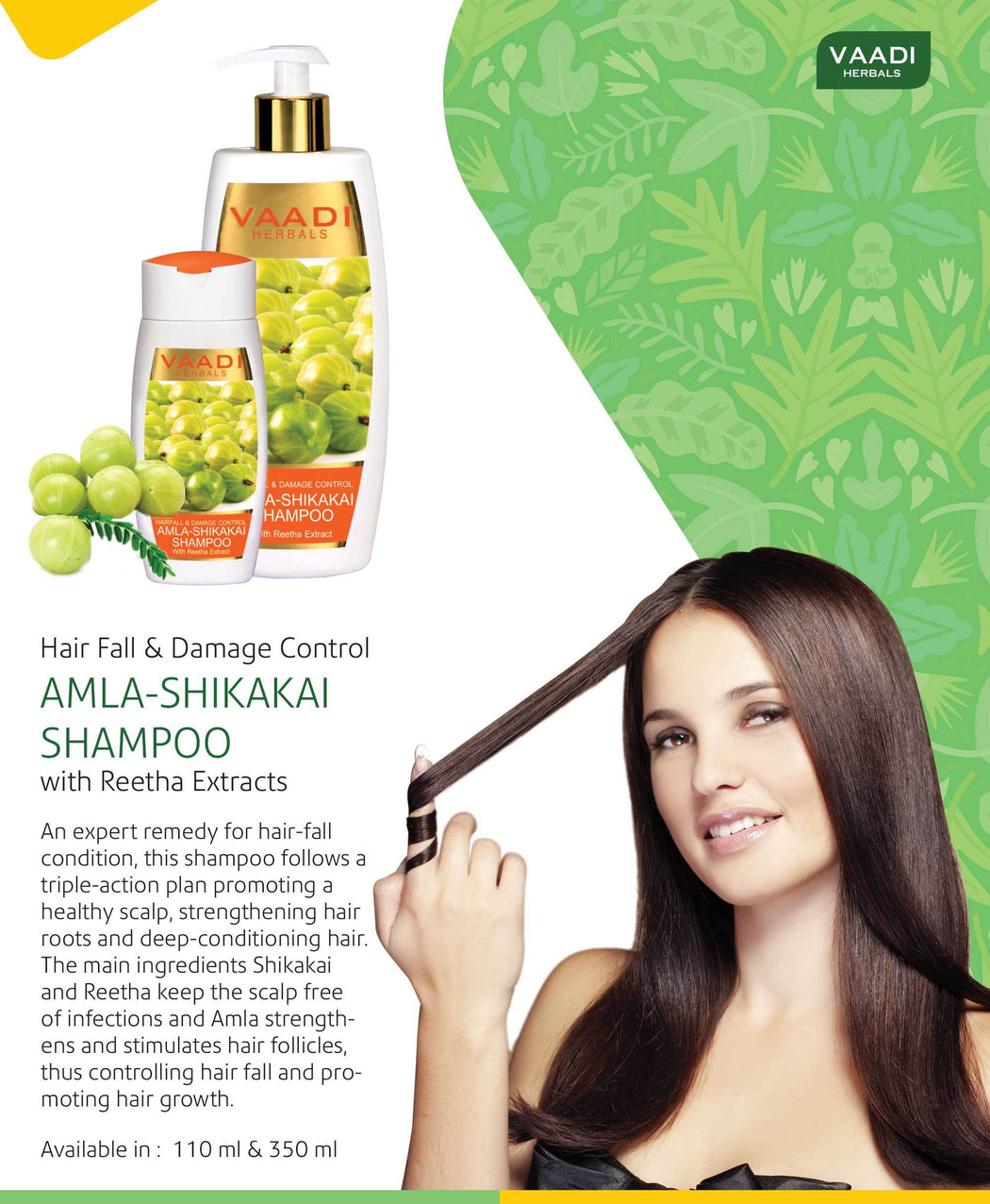 Hairfall & Damage Control Organic Shampoo (Indian Gooseberry Extract) - Promotes Hair Growth - Adds Shine to Hair (3 x 350 ml/12 fl oz)