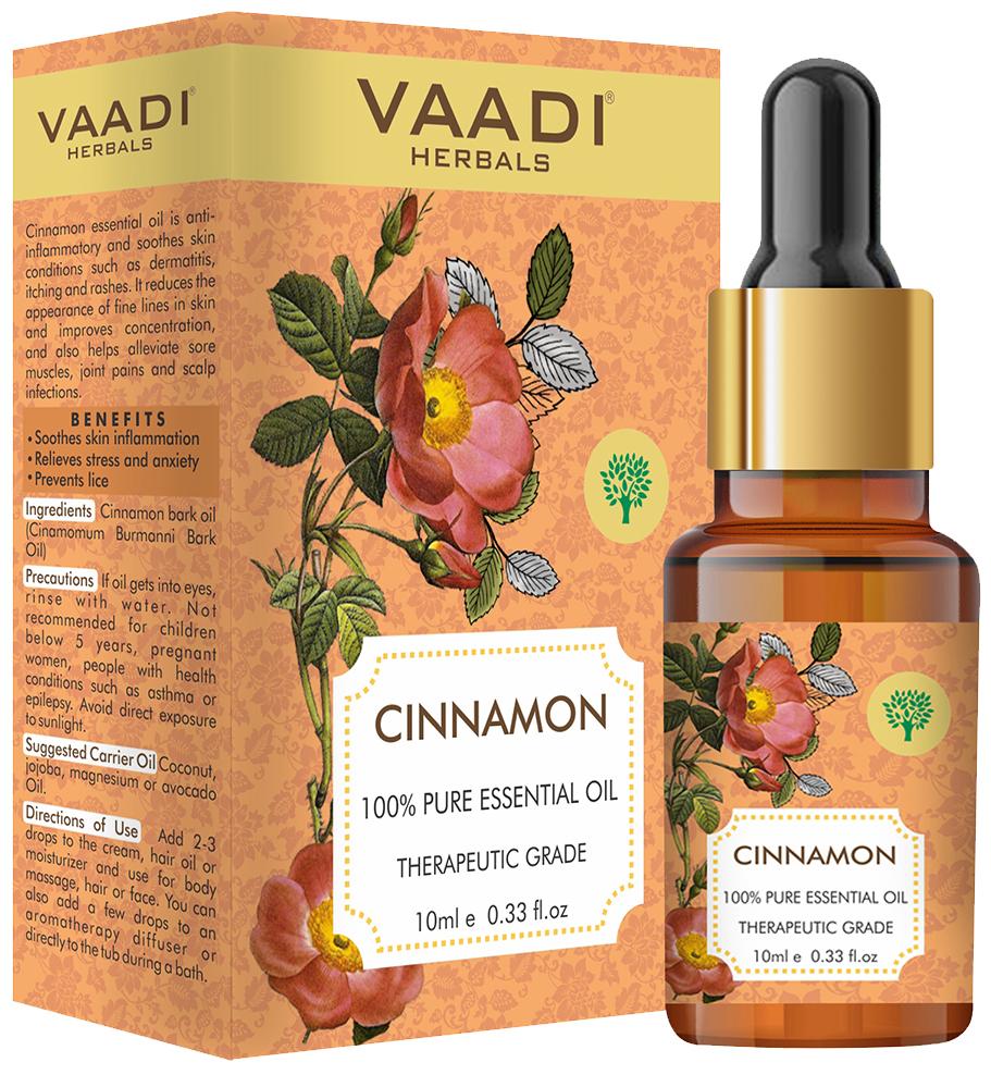 Organic Cinnamon Essential Oil - Soothes Skin Inflammation, Relieves Stress & Anxiety & Improves Concentration - 100% Pure Therapeutic Grade (10 ml/ 0.33 oz)