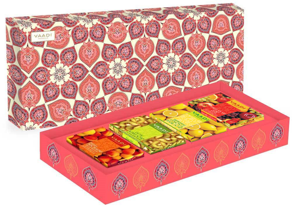 Classic Fruit Collection - 4 Premium Handmade Organic Soap Gift Box - Natural Skin Cleansing Bars for All Skin Types