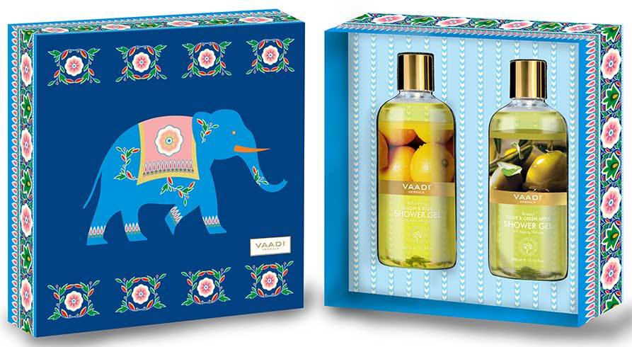 Fresh Springs Organic Shower Gel Gift Box - Refreshing Lemon and Basil & Breezy Olive and Green Apple 300 ml - Exotic Bathing Experience