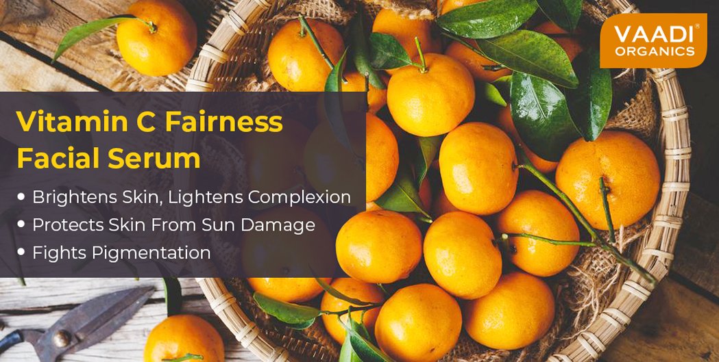 Organic Vitamin C Fairness Facial Serum - Brightens Skin, Lightens Complexion, Protects from Sun Damage (10 ml/ 0.33 oz)