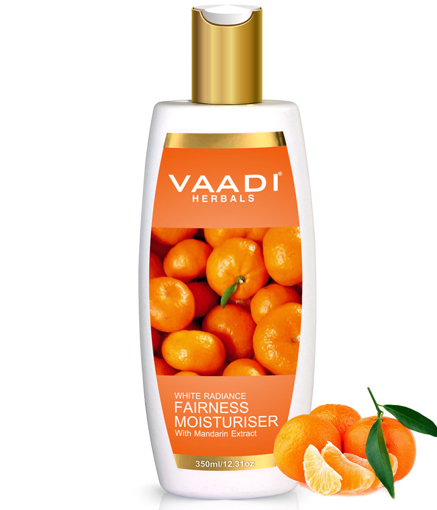 Organic Fairness Moisturiser with Mandarin Extract - Vitamin C Rich - Lightens Skin Tone - Controls Pigmentation (350 ml/ 12 fl oz)