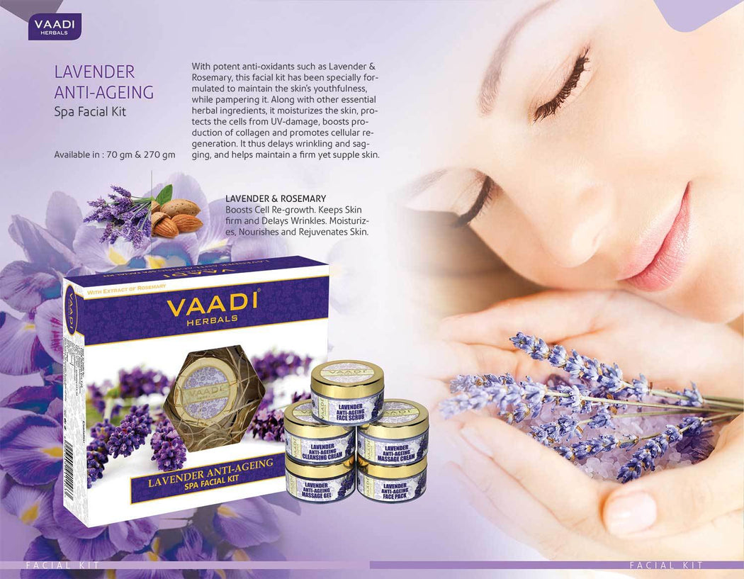 Anti Aging Organic Lavender Facial Kit with Rosemary Extract - Lightens Marks & Spots ( 70 gms/2.5 oz)