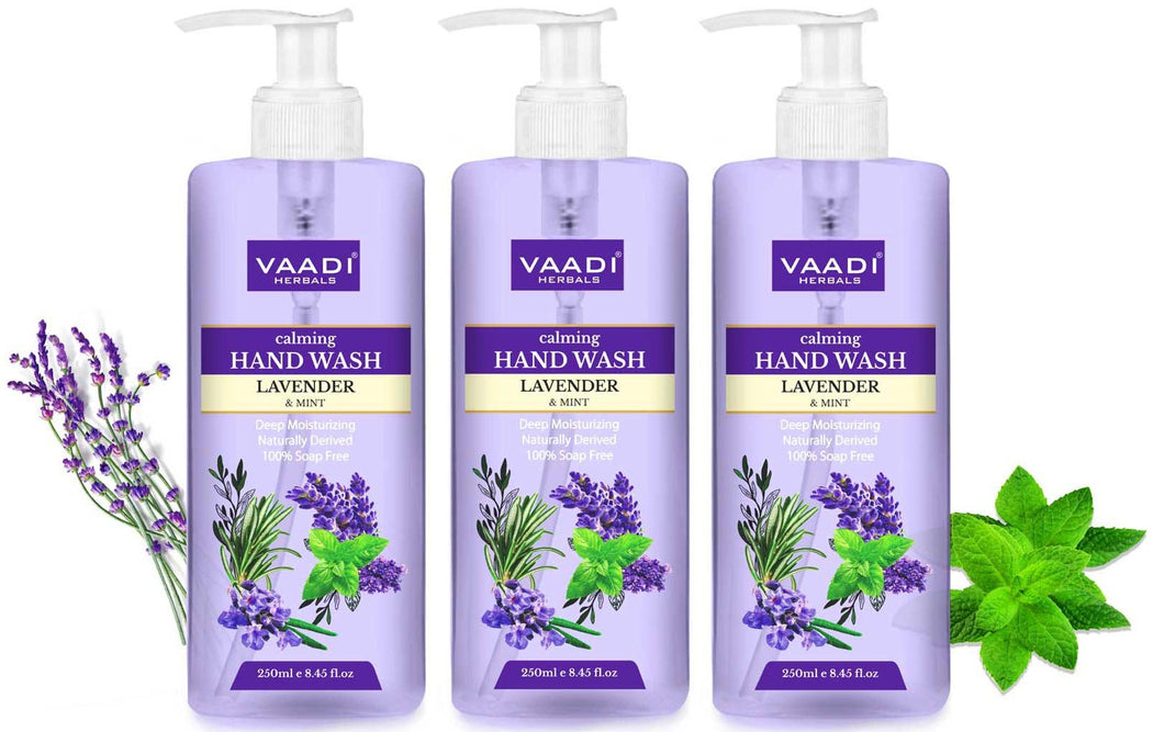 Calming Organic Lavender & Mint Hand Wash - Deep Moisutirizing (3 x 250 ml / 8.5 fl oz )