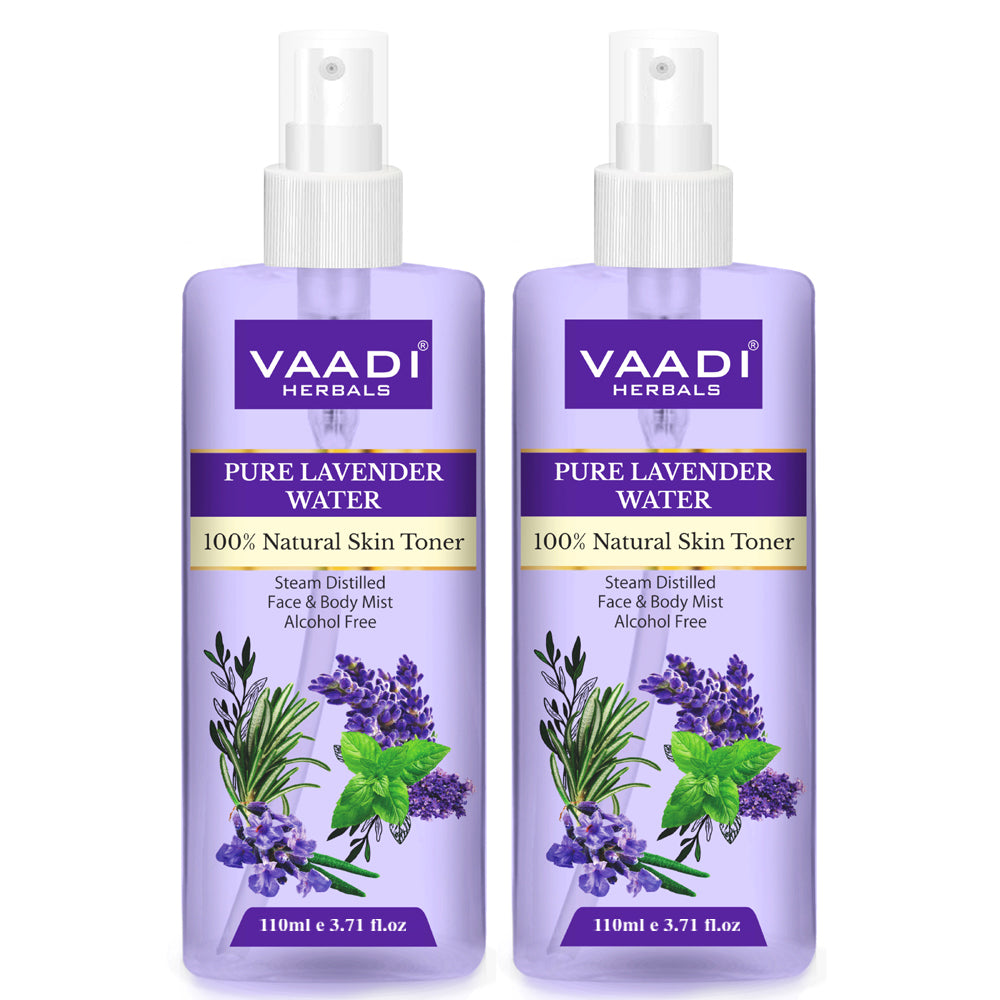 Pack of 2 Lavender Water - 100% Natural & Pure Skin Toner (2 x 110 ml / 4 fl oz)