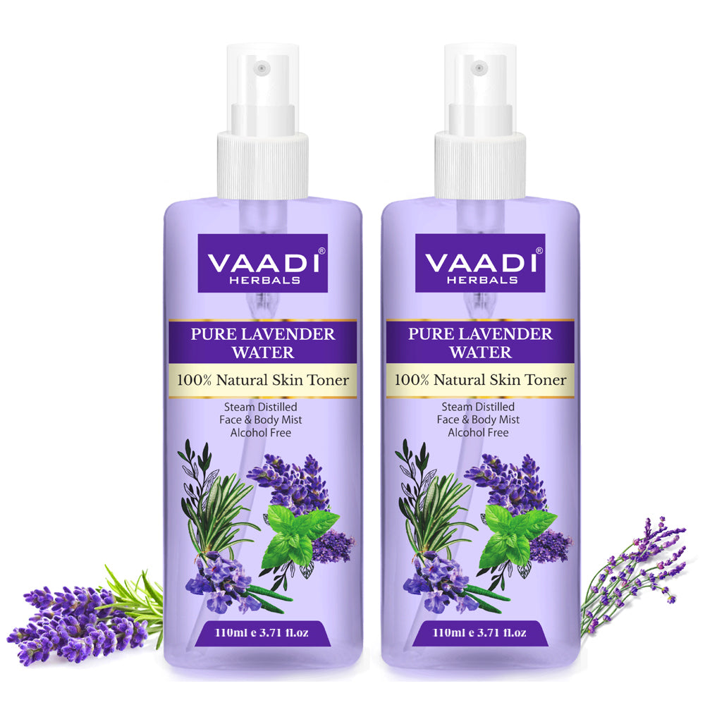 Pack of 2 Lavender Water - 100% Natural & Pure Skin Toner (2 x 110 ml / 4 fl oz)
