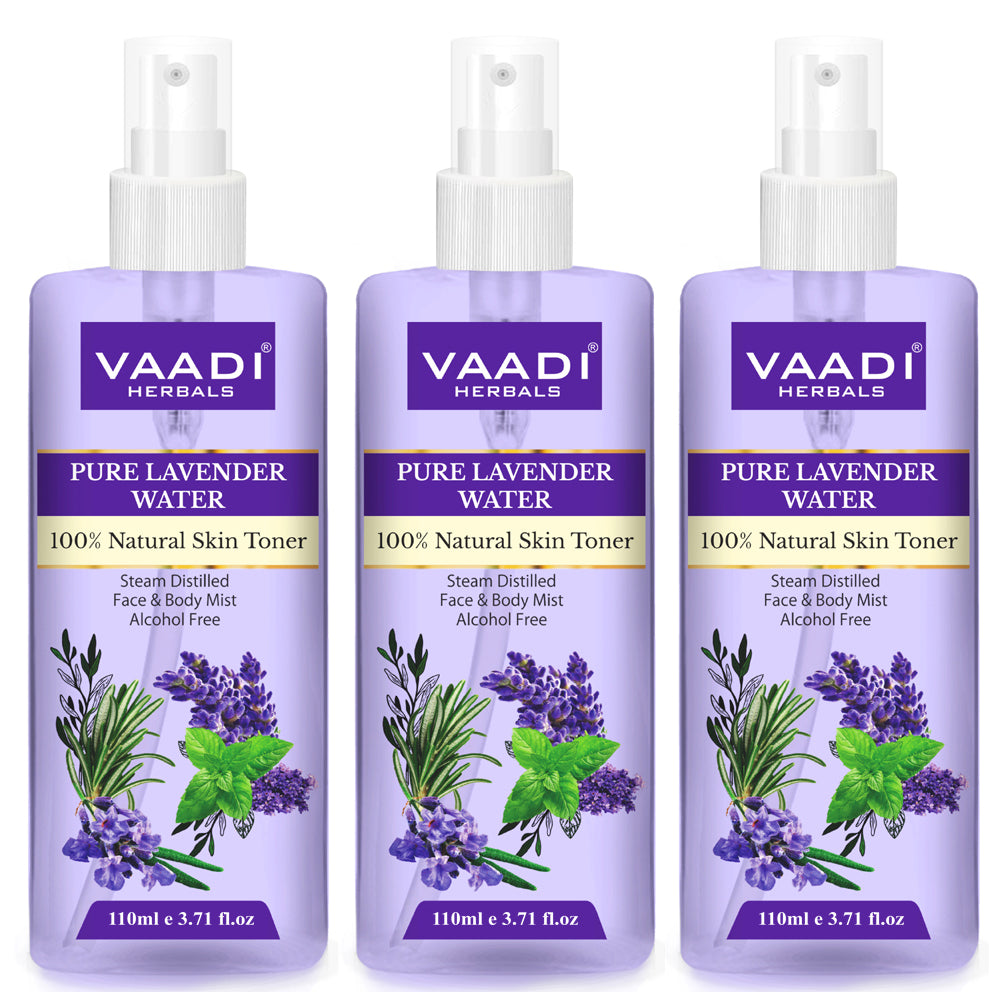 Pack of 3 Lavender Water -  100% Natural & Pure Skin Toner (3 x 110 ml / 4 fl oz)