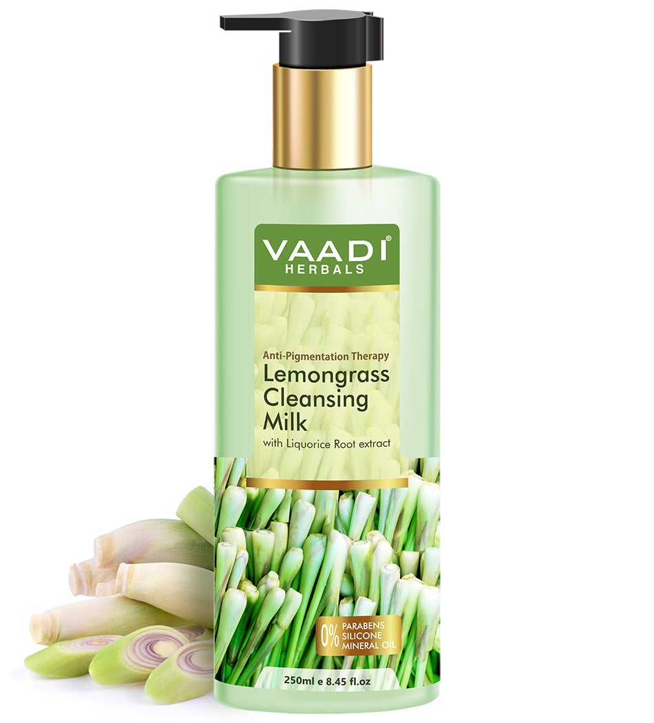 Organic Lemongrass Cleansing Milk with Liquorice Root extract - Anti Pigmentation Therapy (250 ml / 8.5 fl oz )