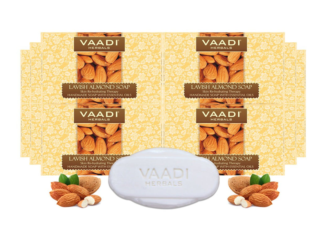 Rehydrating Organic Lavish Almond Soap with Honey & Aloe Vera - Improves Complexion - Keeps Skin Nourished (12 x 75 gms / 2.7 oz)