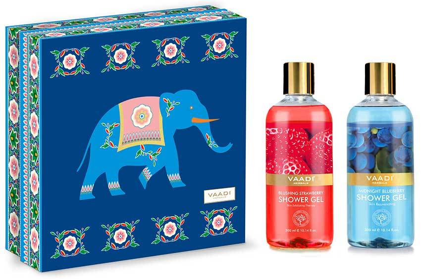 Very Berry Organic Shower Gels Gift Box - Blushing Strawberry & Midnight Blueberry 300 ml - Exotic Bathing Experience