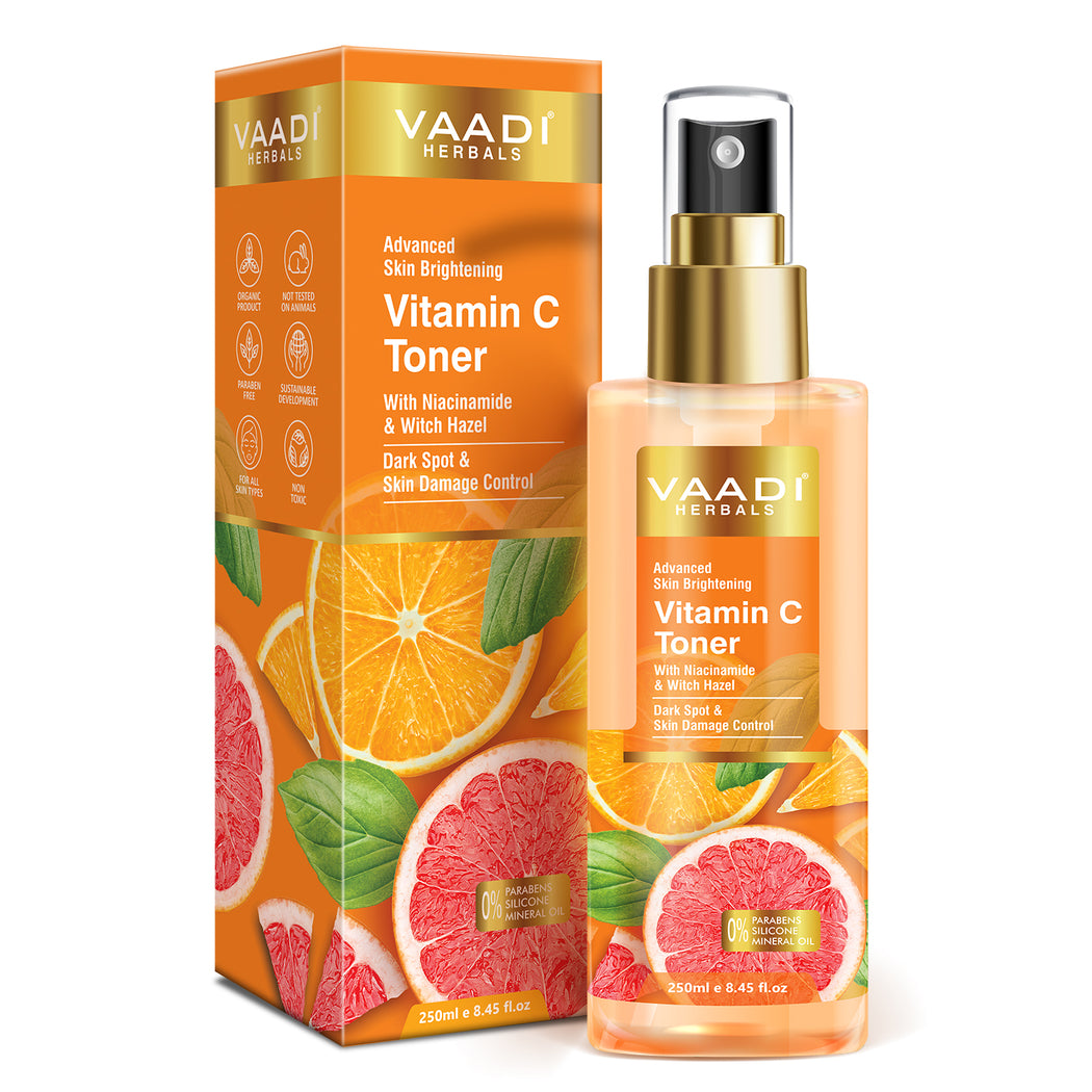 Organic Vitamin C Toner With Niacinamide & Witch Hazel Dark Spot & Skin Damage Control (250 ml / 8.5 fl oz)