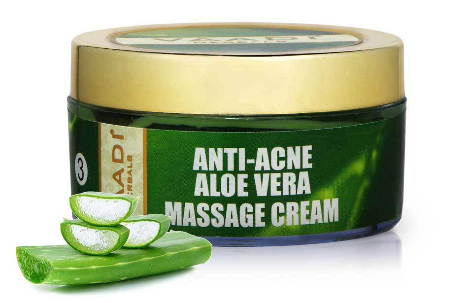 Anti Acne Organic Aloe Vera Massage Cream - Removes Skin Impurities - Keeps Skin Soft (50 gms/ 2 oz)