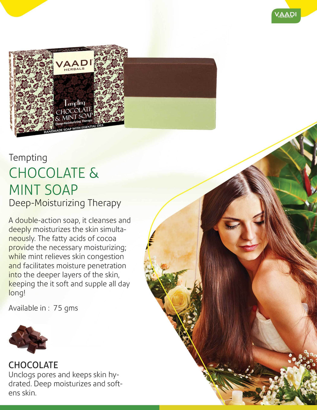 Tempting Organic Chocolate & Mint Soap - Deep Moisturising - Releives Irritated Skin ( 75 gms / 2.7 oz)