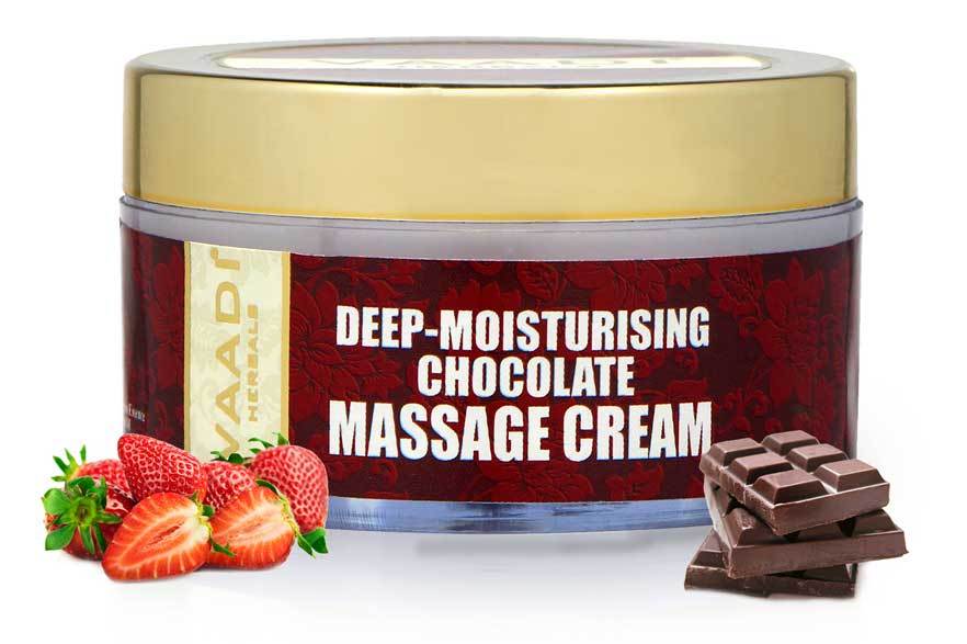 Deep Moisturising Organic Chocolate Massage Cream with Strawberry Extract - Softens Skin - Makes Skin Radiant (50 gms / 2 oz)