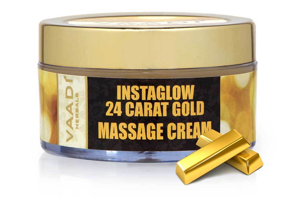 Organic 24 Carat Gold Massage Cream with Marigold & Wheatgerm Oil - Clears Oil & Impurities - Makes Skin Luminous ( 50 gms / 2oz)