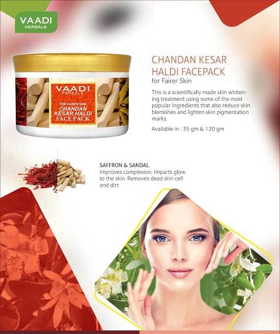Organic Chandan Kesar Fairness Face Pack - Removes Marks and Lightens Skin Tone - Repairs and Protects Skin (600 gms / 21.2 oz)