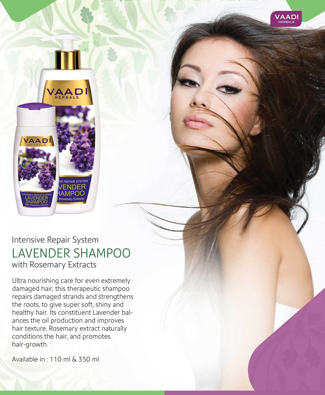 Intensive Repair Organic Lavender Shampoo with Rosemary Extract- Improves Hair Growth - Ultra Nourishing (110 ml/ 4 fl oz)