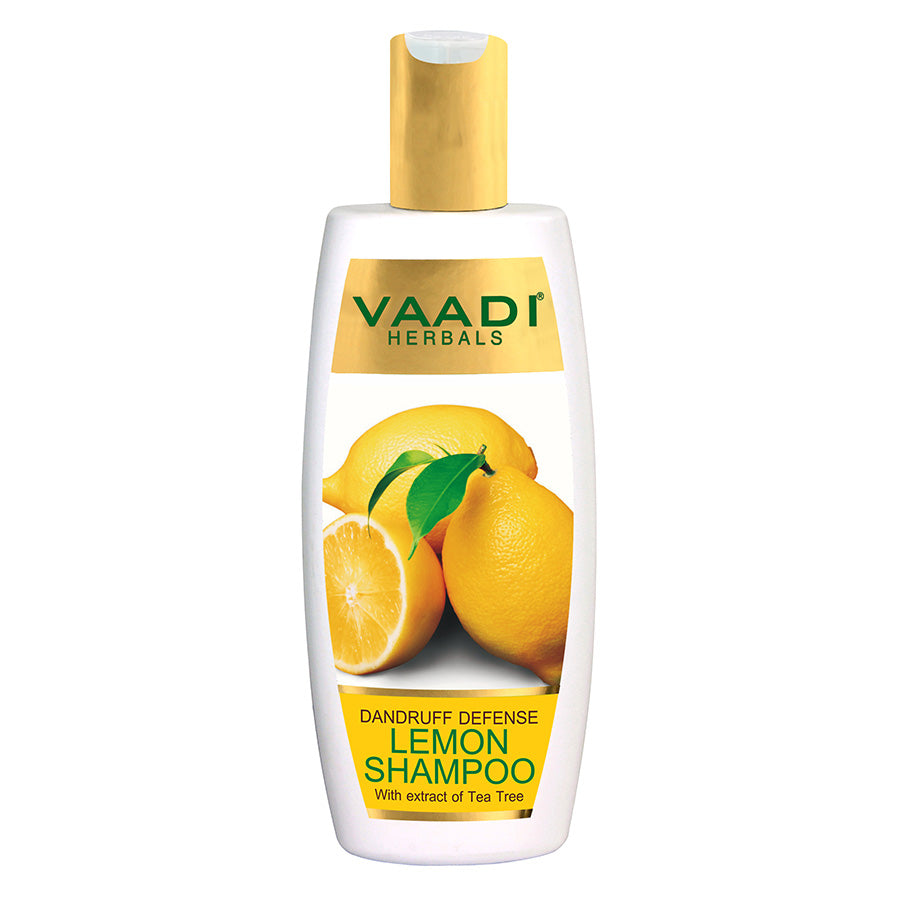 Dandruff Defense Organic Lemon Shampoo with Tea Tree Extract - Disinfects Scalp - Prevents Hairfall (350 ml/ 12 fl oz)