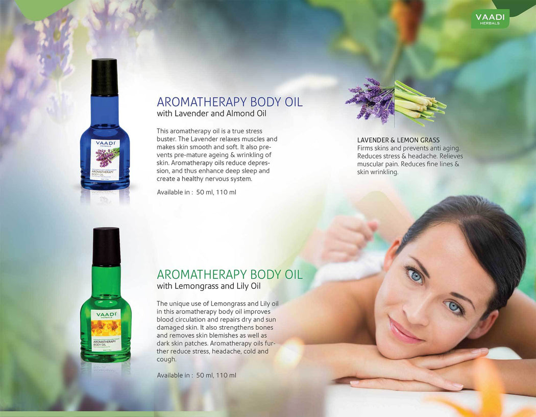 Organic Lavender Body Oil with Almond Extract - Aromatherapy - Anti Ageing - Reduces Stress & Depression (2 x 110ml /4 fl oz)