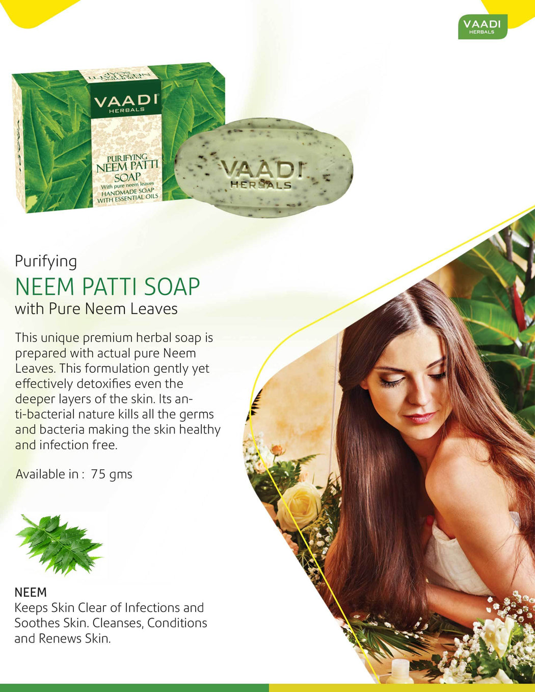 Organic Neem Soap with Pure Neem Leaves - Detoxifies Skin - Prevents Skin Breakouts (12 x 75 gms / 2.7 oz)