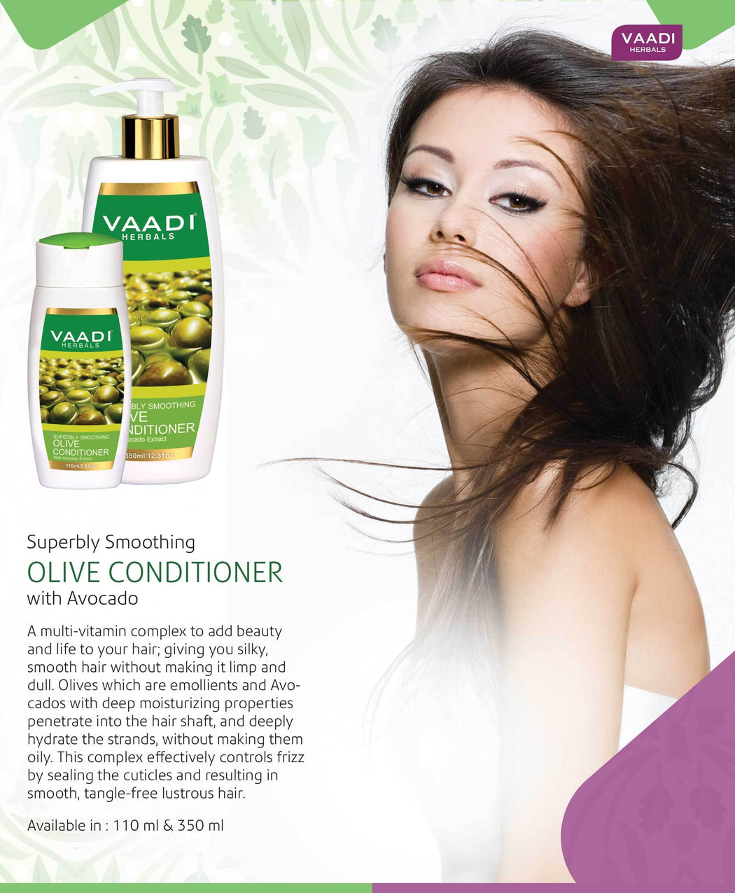 Multi Vitamin Organic Rich Olive Conditioner with Avocado Extract - Makes Hair Lustrous - Adds Bounce to Hair (110 ml/ 4 fl oz)