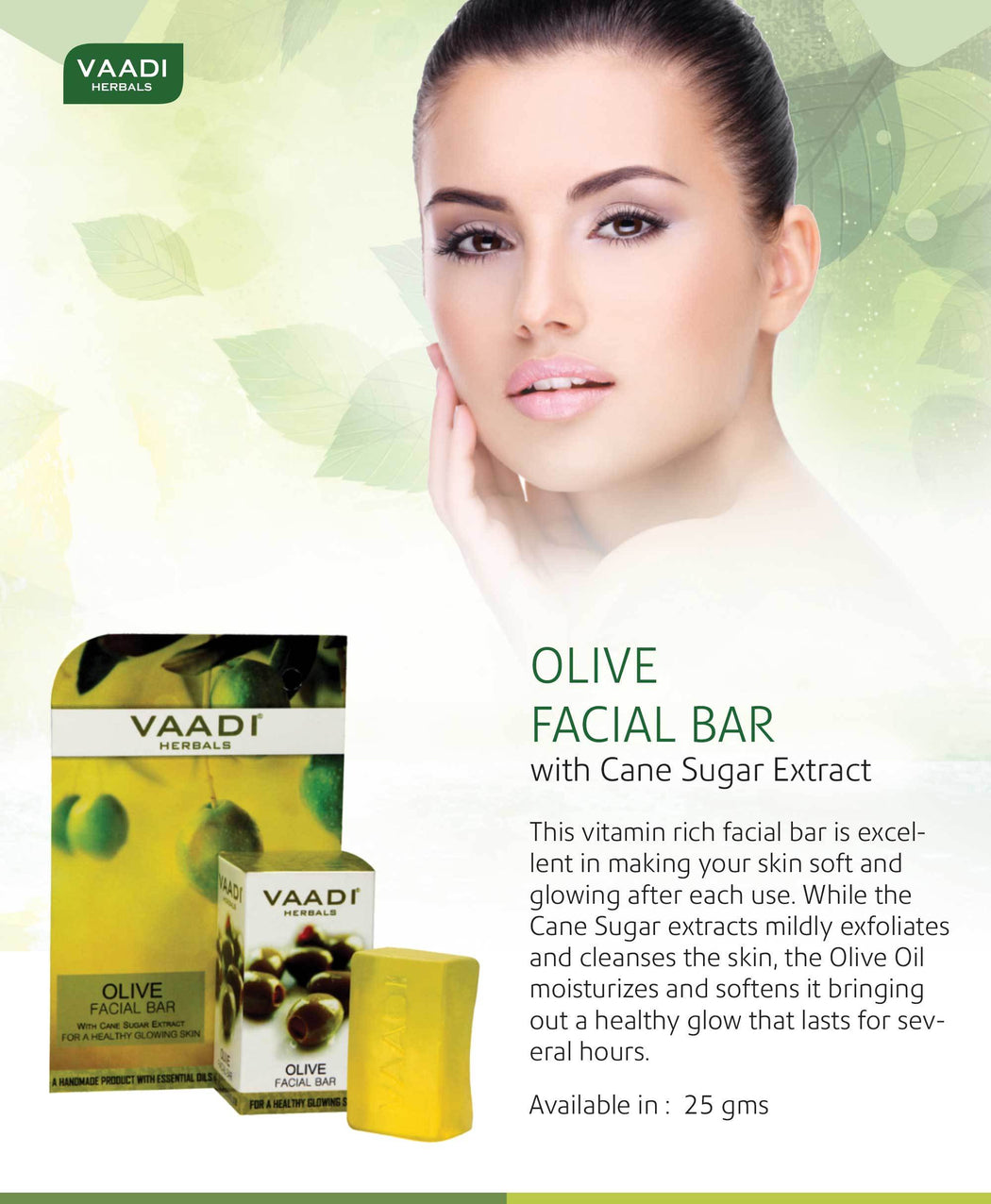 Organic Olive Facial Bar with Cane Sugar Extract - Exfoliates and Cleanses the Skin (4 x 25 gms/0.9 oz)
