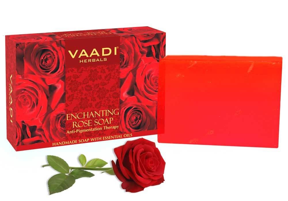Enchanting Organic Rose Soap with Mulberry Extract - Anti Pigmentation Therapy - Lightens Dark Spots & Patches (75 gms/2.7 oz)