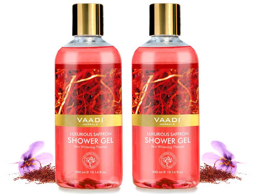 Luxurious Organic Saffron Shower Gel - Skin Lightening Therapy - Reduces Pigmentation Marks (2 x 300 ml / 10.2 fl oz)