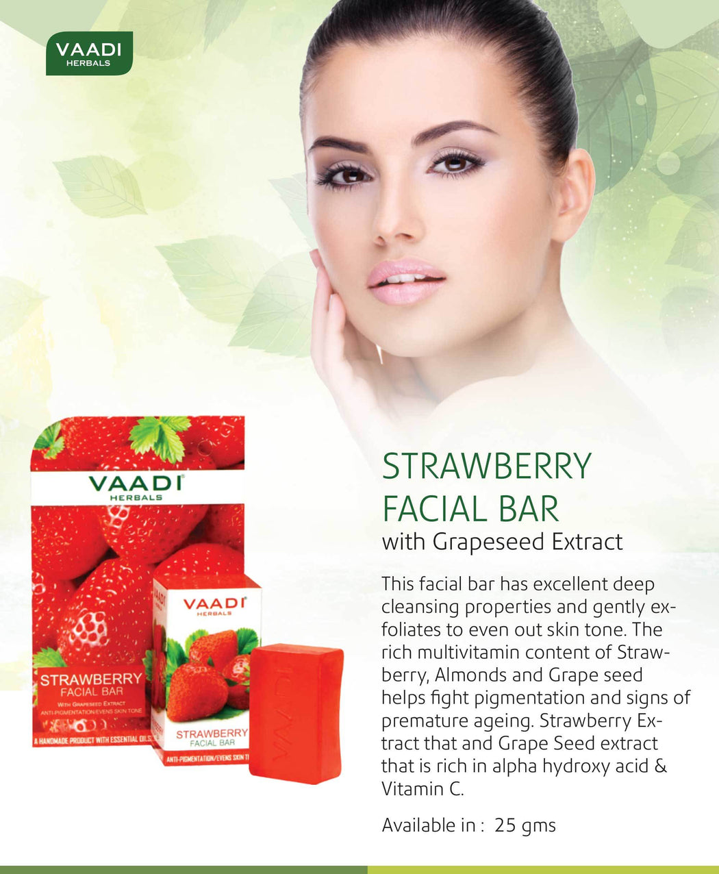 Organic Strawberry Facial Bar with Grapeseed Extract - Anti Ageing - Reduces Pigmentation (4 x 25 gms/0.9 oz)