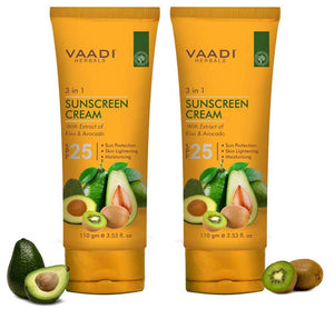 Organic Sunscreen Cream SPF 25 with Kiwi & Avocado Extrac...